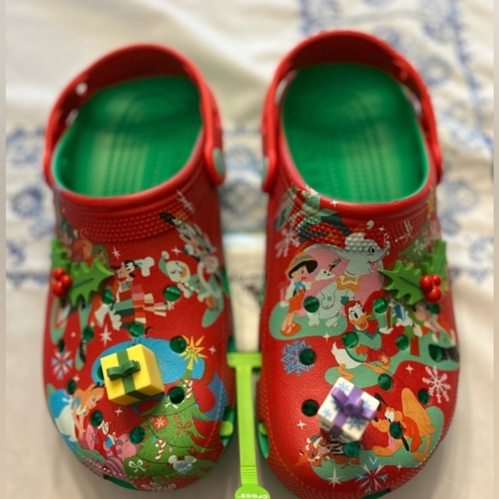NEW Disney Parks Christmas Crocs Holiday Presents Clogs unisex women10/men 8